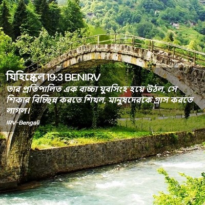 Picture 02 - যিহিষ্কেল 19:3 BENIRV - তার প্রতিপালিত এক - Bible Verse Picture