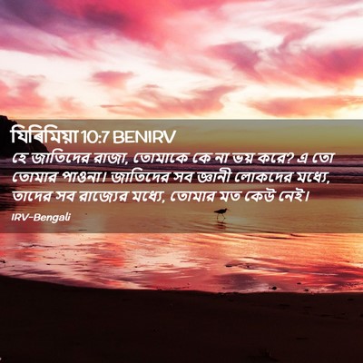Picture 02 - যিৰিমিয়া 10:7 BENIRV - হে জাতিদের রাজা, - Bible Verse Picture