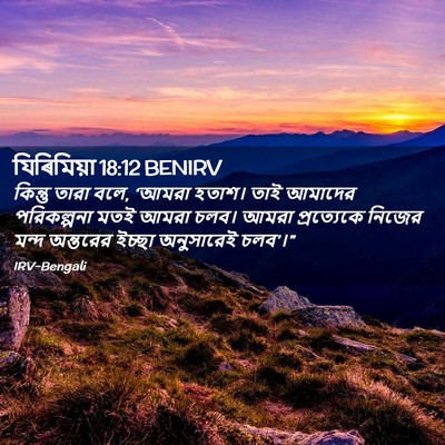 Picture 02 - যিৰিমিয়া 18:12 BENIRV - কিন্তু তারা বলে, - Bible Verse Picture
