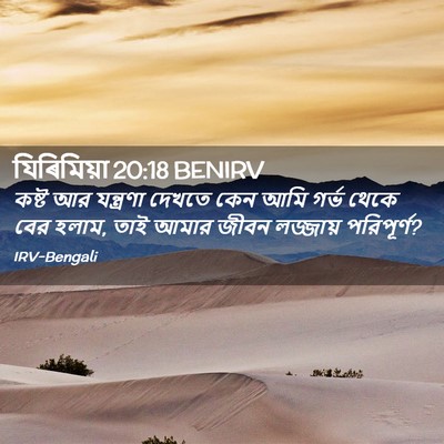 Picture 02 - যিৰিমিয়া 20:18 BENIRV - কষ্ট আর যন্ত্রণা - Bible Verse Picture