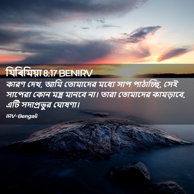 Picture 02 - যিৰিমিয়া 8:17 BENIRV - কারণ দেখ, আমি - Bible Verse Picture