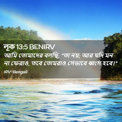 Picture 02 - লূক 13:5 BENIRV - আমি তোমাদের বলছি, - Bible Verse Picture