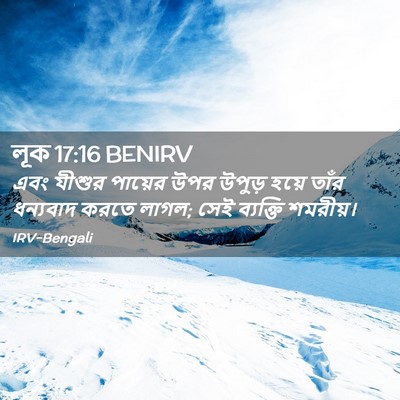 Picture 02 - লূক 17:16 BENIRV - এবং যীশুর পায়ের - Bible Verse Picture