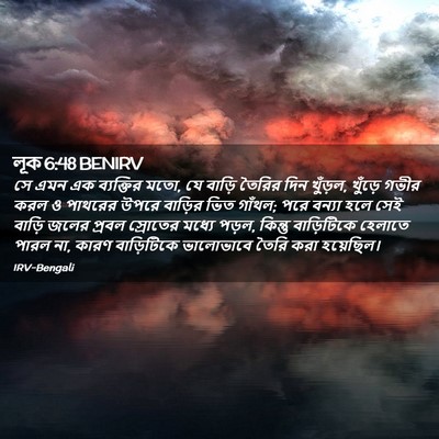 Picture 02 - লূক 6:48 BENIRV - সে এমন এক ব্যক্তির - Bible Verse Picture