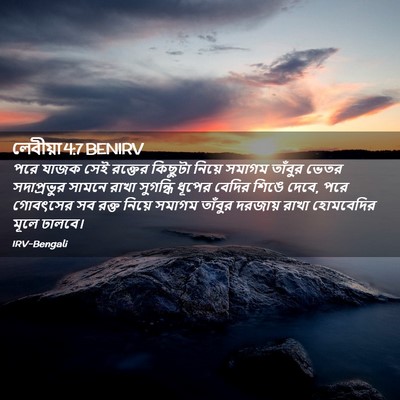 Picture 02 - লেবীয়া 4:7 BENIRV - পরে যাজক সেই - Bible Verse Picture