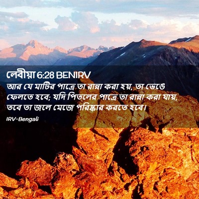 Picture 02 - লেবীয়া 6:28 BENIRV - আর যে মাটির পাত্রে - Bible Verse Picture