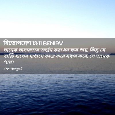 Picture 02 - হিতোপদেশ 13:11 BENIRV - অনেক অসারতায় - Bible Verse Picture