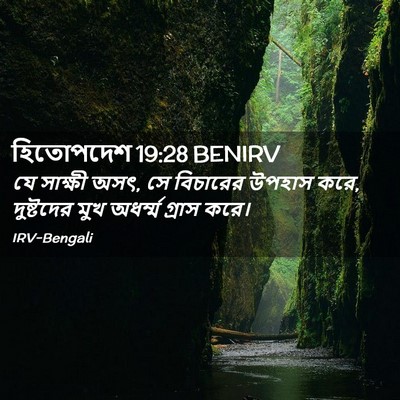 Picture 02 - হিতোপদেশ 19:28 BENIRV - যে সাক্ষী অসৎ, সে - Bible Verse Picture