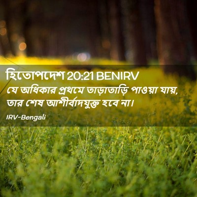 Picture 02 - হিতোপদেশ 20:21 BENIRV - যে অধিকার প্রথমে - Bible Verse Picture
