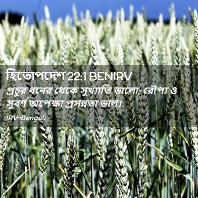 Picture 02 - হিতোপদেশ 22:1 BENIRV - প্রচুর ধনের থেকে - Bible Verse Picture