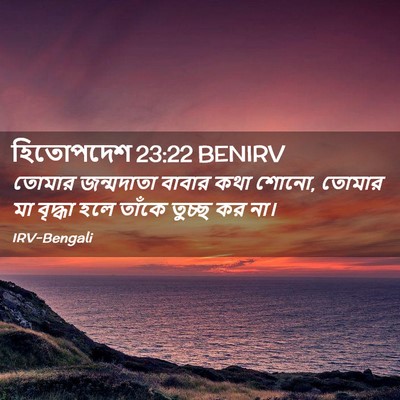 Picture 02 - হিতোপদেশ 23:22 BENIRV - তোমার জন্মদাতা - Bible Verse Picture