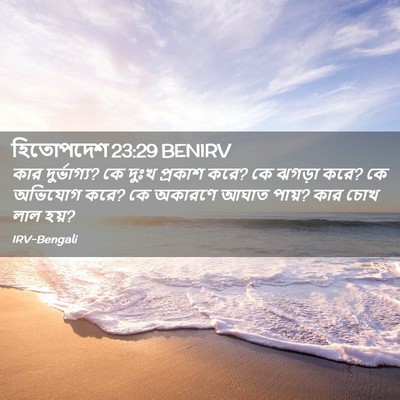 Picture 02 - হিতোপদেশ 23:29 BENIRV - কার দুর্ভাগ্য? কে - Bible Verse Picture