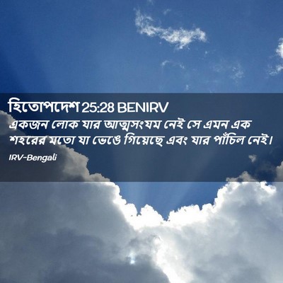 Picture 02 - হিতোপদেশ 25:28 BENIRV - একজন লোক যার - Bible Verse Picture