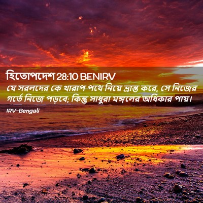 Picture 02 - হিতোপদেশ 28:10 BENIRV - যে সরলদের কে খারাপ - Bible Verse Picture
