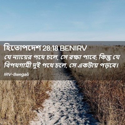 Picture 02 - হিতোপদেশ 28:18 BENIRV - যে ন্যায়ের পথে - Bible Verse Picture