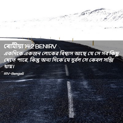 Picture 02 - ৰোমীয়া 14:2 BENIRV - একদিকে একজন লোকের - Bible Verse Picture