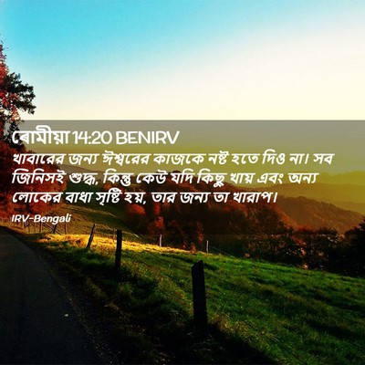 Picture 02 - ৰোমীয়া 14:20 BENIRV - খাবারের জন্য - Bible Verse Picture
