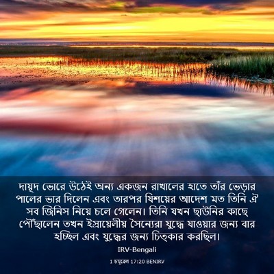 Picture 03 - 1 চমূৱেল 17:20 BENIRV - দায়ূদ ভোরে উঠেই - Bible Verse Picture