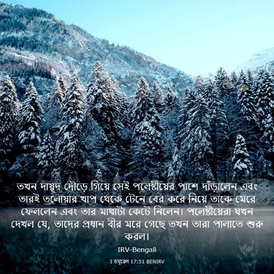 Picture 03 - 1 চমূৱেল 17:51 BENIRV - তখন দায়ূদ দৌড়ে - Bible Verse Picture
