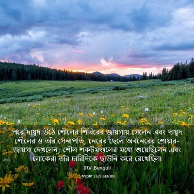 Picture 03 - 1 চমূৱেল 26:5 BENIRV - পরে দায়ূদ উঠে - Bible Verse Picture