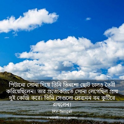 Picture 03 - 1 ৰাজাৱলী 10:17 BENIRV - পিটানো সোনা দিয়ে - Bible Verse Picture