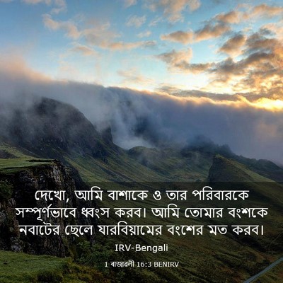 Picture 03 - 1 ৰাজাৱলী 16:3 BENIRV - দেখো, আমি বাশাকে ও - Bible Verse Picture