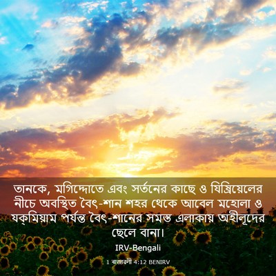 Picture 03 - 1 ৰাজাৱলী 4:12 BENIRV - তানকে, মগিদ্দোতে - Bible Verse Picture