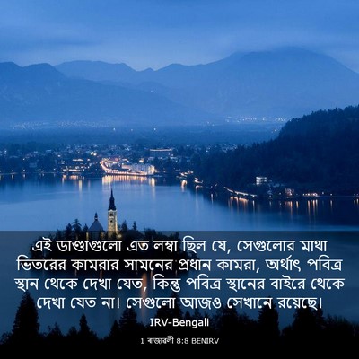 Picture 03 - 1 ৰাজাৱলী 8:8 BENIRV - এই ডাণ্ডাগুলো এত - Bible Verse Picture
