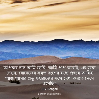 Picture 03 - 2 চমূৱেল 19:20 BENIRV - আপনার দাস আমি জানি, - Bible Verse Picture