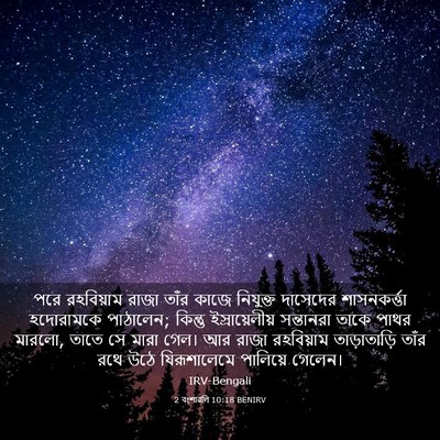 Picture 03 - 2 বংশাৱলি 10:18 BENIRV - পরে রহবিয়াম রাজা - Bible Verse Picture