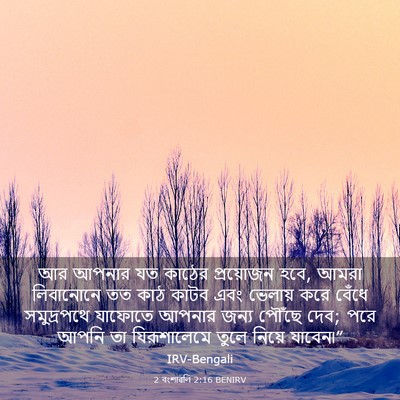 Picture 03 - 2 বংশাৱলি 2:16 BENIRV - আর আপনার যত কাঠের - Bible Verse Picture