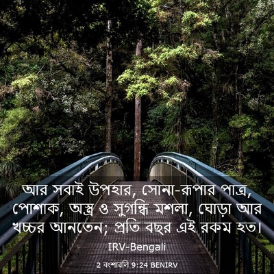 Picture 03 - 2 বংশাৱলি 9:24 BENIRV - আর সবাই উপহার, - Bible Verse Picture