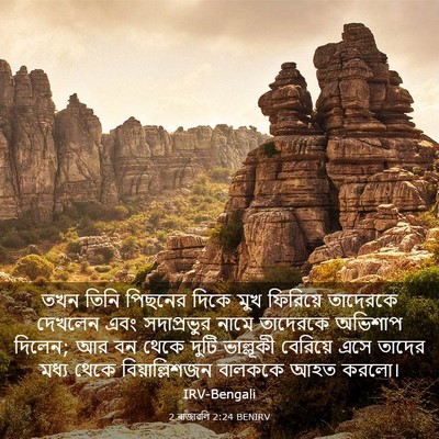 Picture 03 - 2 ৰাজাৱলি 2:24 BENIRV - তখন তিনি পিছনের - Bible Verse Picture