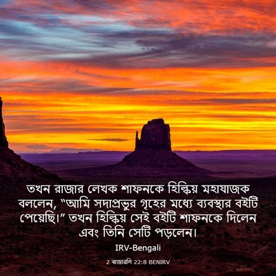 Picture 03 - 2 ৰাজাৱলি 22:8 BENIRV - তখন রাজার লেখক - Bible Verse Picture