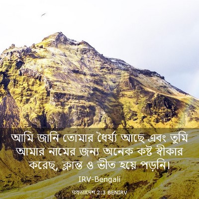 Picture 03 - पপ্রত্যাদেশ 2:3 BENIRV - আমি জানি তোমার - Bible Verse Picture