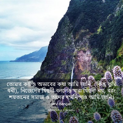 Picture 03 - पপ্রত্যাদেশ 2:9 BENIRV - তোমার কষ্ট ও - Bible Verse Picture