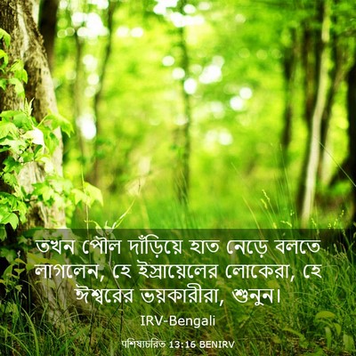 Picture 03 - पশিষ্যচরিত 13:16 BENIRV - তখন পৌল দাঁড়িয়ে - Bible Verse Picture