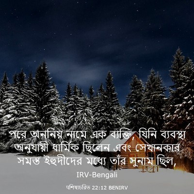 Picture 03 - पশিষ্যচরিত 22:12 BENIRV - পরে অননিয় নামে এক - Bible Verse Picture