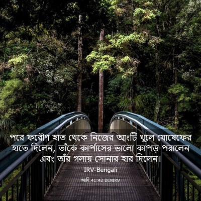 Picture 03 - আদি 41:42 BENIRV - পরে ফরৌণ হাত থেকে - Bible Verse Picture