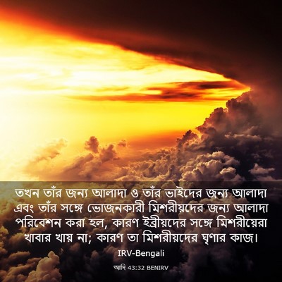 Picture 03 - আদি 43:32 BENIRV - তখন তাঁর জন্য - Bible Verse Picture