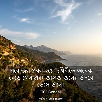 Picture 03 - আদি 7:18 BENIRV - পরে জল প্রবল হয়ে - Bible Verse Picture