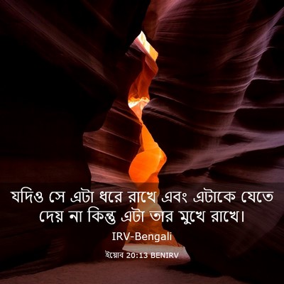 Picture 03 - ইয়োব 20:13 BENIRV - যদিও সে এটা ধরে - Bible Verse Picture