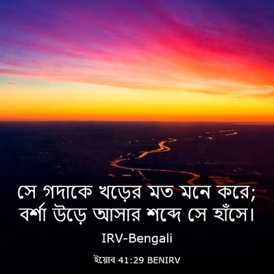 Picture 03 - ইয়োব 41:29 BENIRV - সে গদাকে খড়ের মত - Bible Verse Picture
