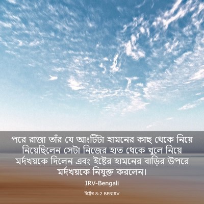 Picture 03 - ইষ্টেৰ 8:2 BENIRV - পরে রাজা তাঁর যে - Bible Verse Picture