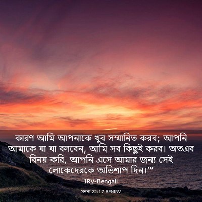 Picture 03 - গননা 22:17 BENIRV - কারণ আমি আপনাকে - Bible Verse Picture