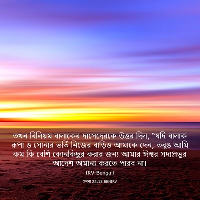 Picture 03 - গননা 22:18 BENIRV - তখন বিলিয়ম - Bible Verse Picture