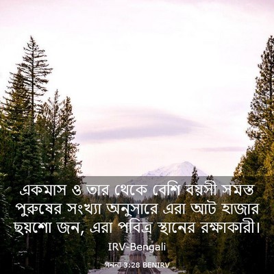 Picture 03 - গননা 3:28 BENIRV - একমাস ও তার থেকে - Bible Verse Picture