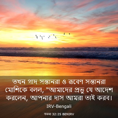 Picture 03 - গননা 32:25 BENIRV - তখন গাদ সন্তানরা ও - Bible Verse Picture