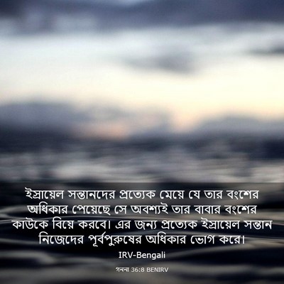Picture 03 - গননা 36:8 BENIRV - ইস্রায়েল - Bible Verse Picture
