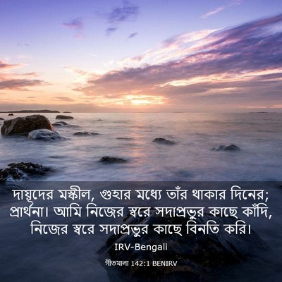 Picture 03 - গীতমালা 142:1 BENIRV - দায়ূদের মস্কীল, - Bible Verse Picture